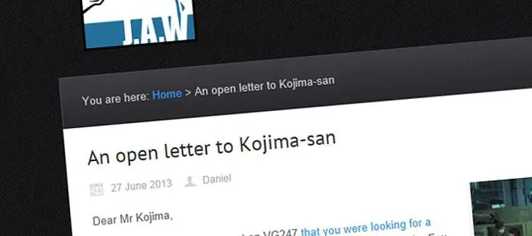 Just Add Water in open letter to Hideo Kojima, 'ideally positioned for MGS remake'