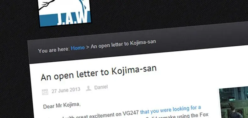 Just Add Water in open letter to Hideo Kojima, 'ideally positioned for MGS remake'