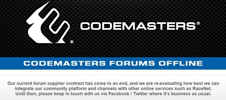 Codemasters community forums close after supplier contract expires