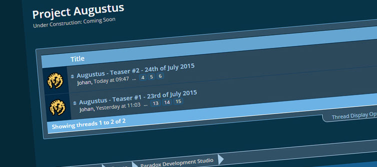 Paradox Interactive begin "every weekday" teaser campaign for Project Augustus, to reveal at Gamescom