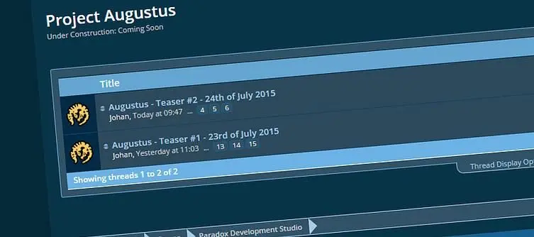 Paradox Interactive begin "every weekday" teaser campaign for Project Augustus, to reveal at Gamescom