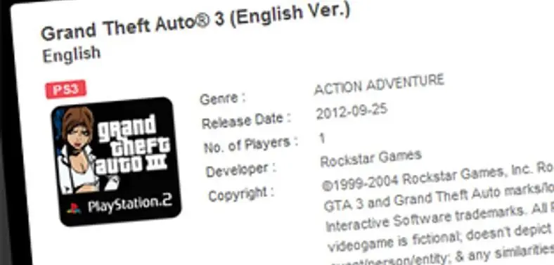 Grand Theft Auto III re-dated for PSN, due next week