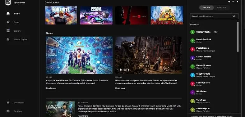 Epic Games Store Looks to Improve Social Features, Getting Party System, Player Cards, Improved Search