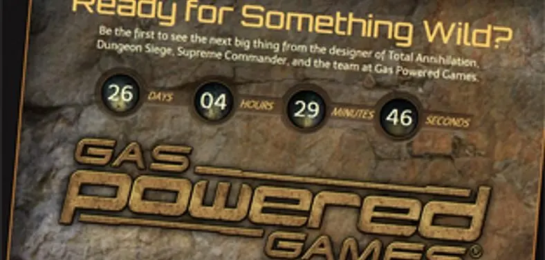Gas Powered Games with 'Project W' teaser site, counting down 26 days