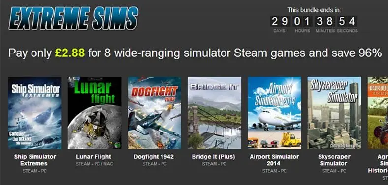 Eight simulators bundled at 96% off with airports, bridges, skyscrapers and more