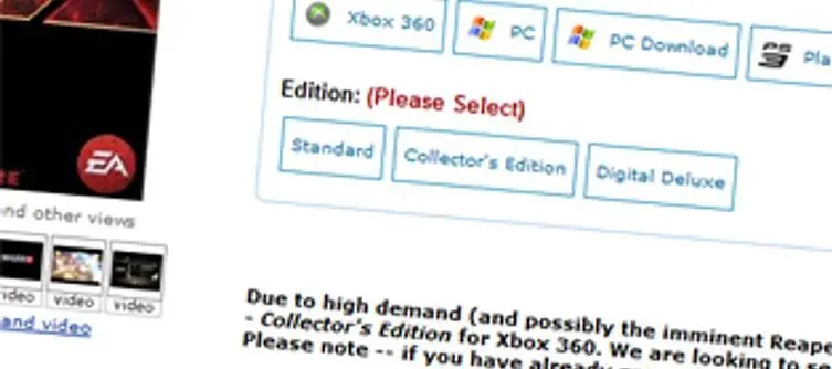 "Cannot be any more physical CEs made before launch" for Mass Effect 3