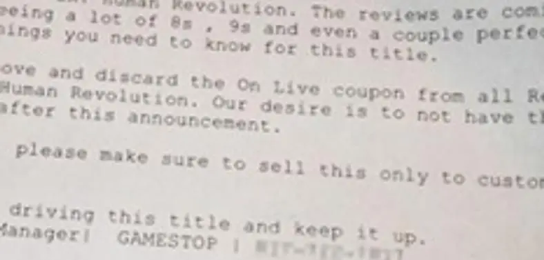 GameStop return PC Deus Ex: Human Revolution to Square Enix