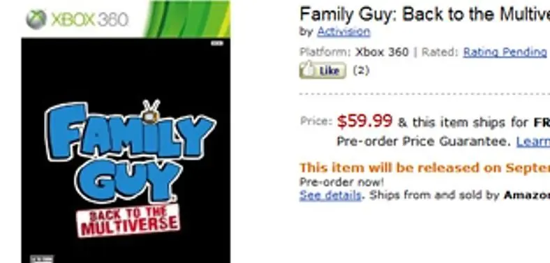 Amazon spotted listing Family Guy for Xbox 360 and PS3