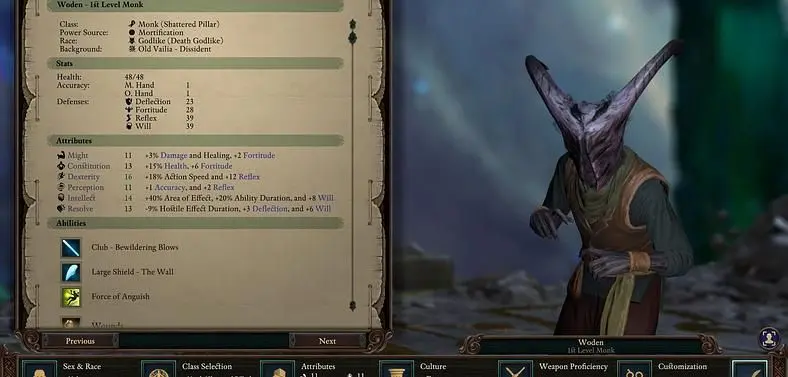 Pillars of Eternity 2: Deadfire - Character Creation