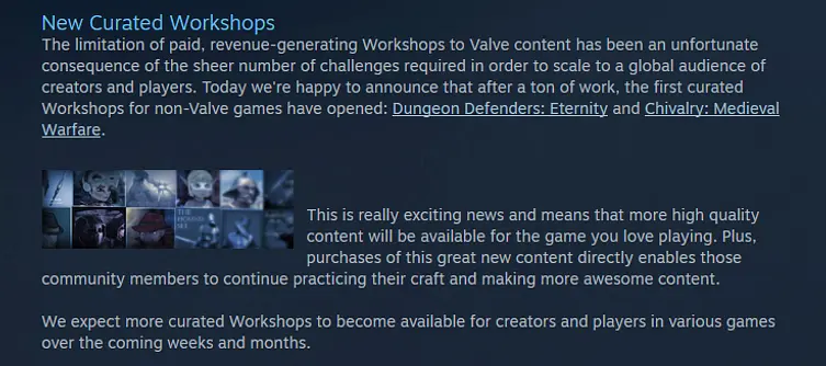 Steam adds new curated Workshops for non-Valve titles