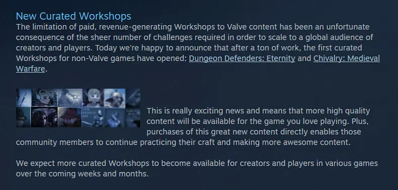 Steam adds new curated Workshops for non-Valve titles