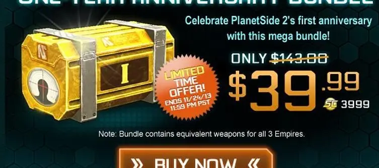 SOE celebrating 1 year anniversary of Planetside 2 with special bundle