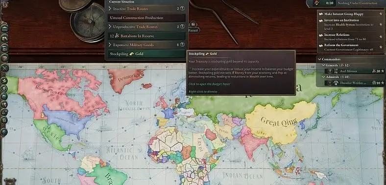 Victoria 3 Stockpiling Gold - Why Full Gold Reserves Aren't Always Good