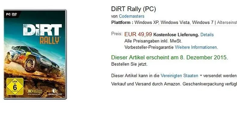 DiRT Rally may be leaving Steam Early Access for store shelves on December 8