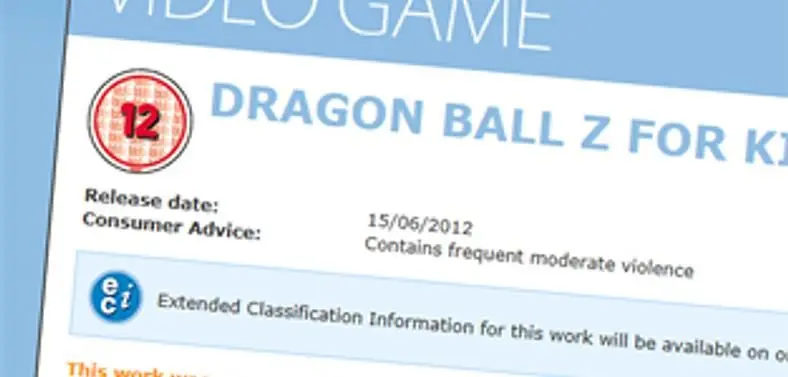 Dragon Ball Z for Kinect rated 12 by BBFC