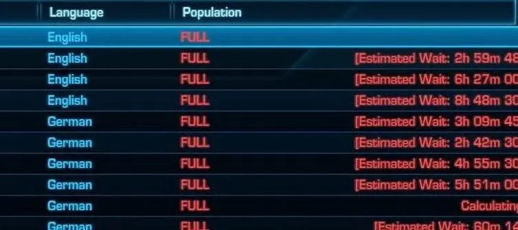 Insanely long wait times on The Old Republic servers