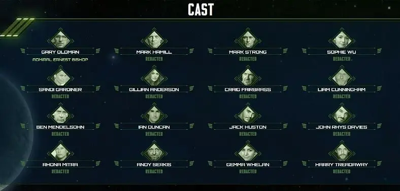 Star Citizen boasting an all-star cast headlined by Gary Oldman and Mark Hamill