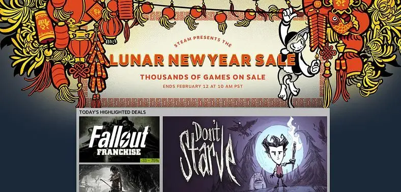 Steam Lunar New Year Sale starts today, ends February 12
