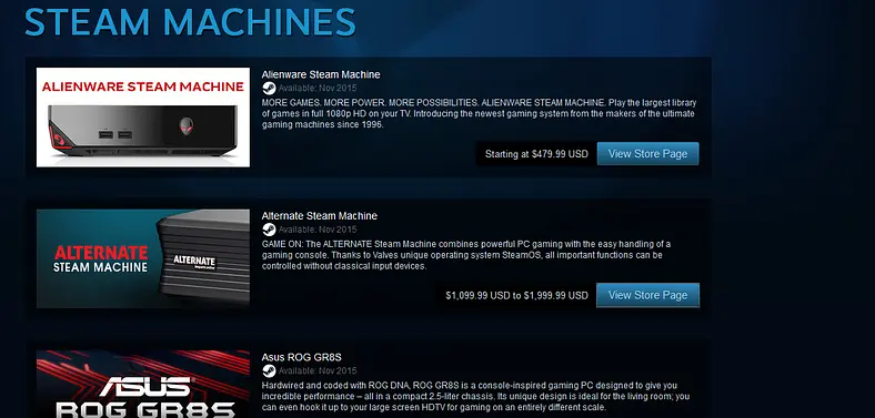 Valve adds Steam Machines to the Steam storefront