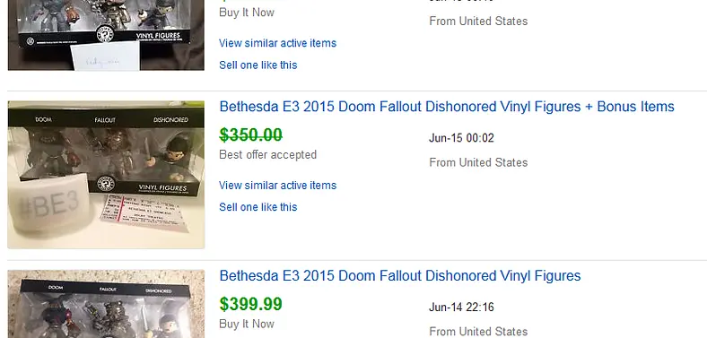 Limited edition Fallout, Dishonored, DOOM figures handed out at Bethesda's E3 conference already selling on eBay for up to $400