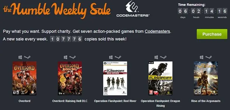 Humble Weekly Sale from Codemasters with DiRT, Overlord and Operation Flashpoint