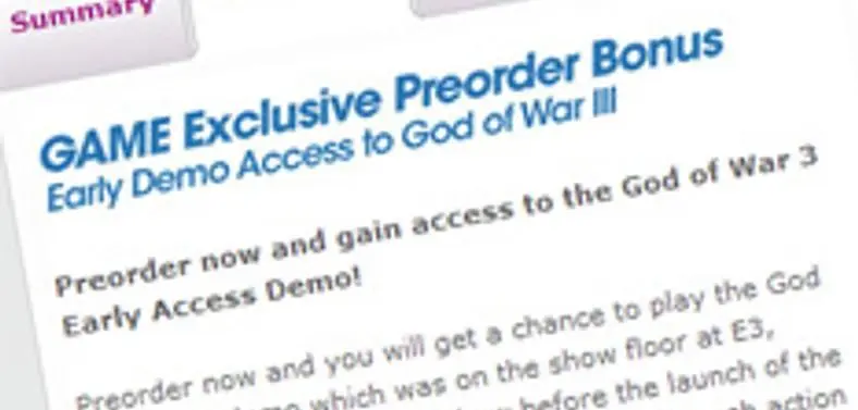 Sony: God of War III demo date "is still TBC," clarifies retailer offer