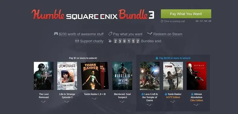 Tomb Raider, Just Cause and Hitman the focus of massive Square Enix Humble Bundle sale