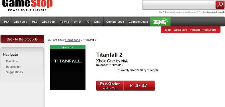 Report: GameStop putting up Titanfall 2 promotions
