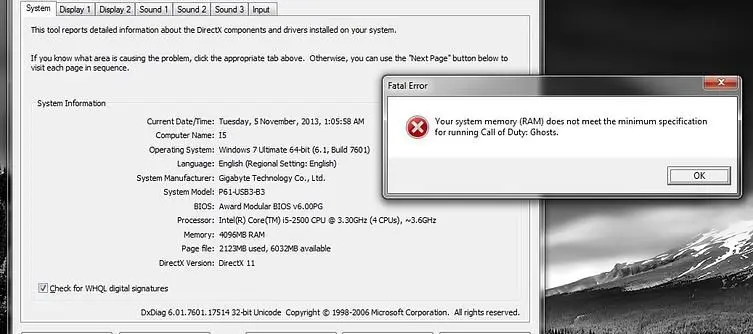 Call of Duty: Ghosts "requires" 6GB RAM, only uses 2GB