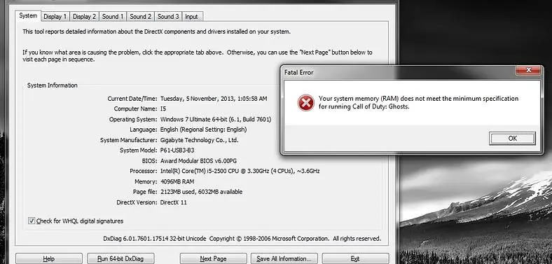 Call of Duty: Ghosts "requires" 6GB RAM, only uses 2GB