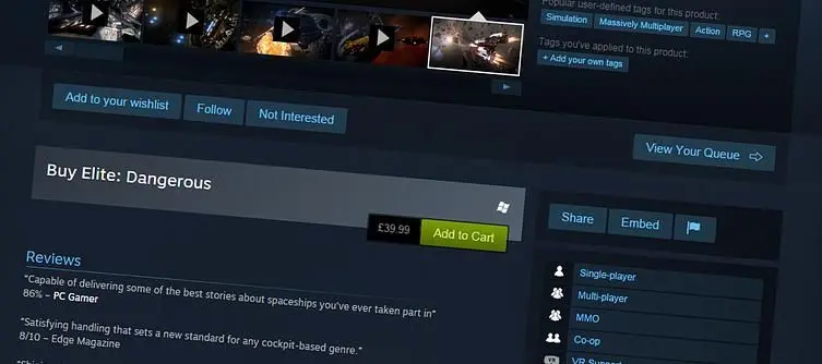 Elite: Dangerous now available through Steam