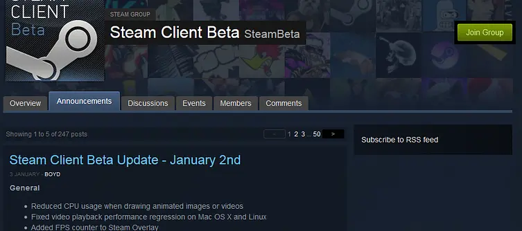 January Steam Beta client update adds an FPS tracker