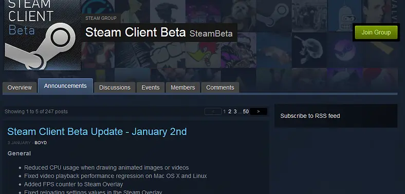 January Steam Beta client update adds an FPS tracker