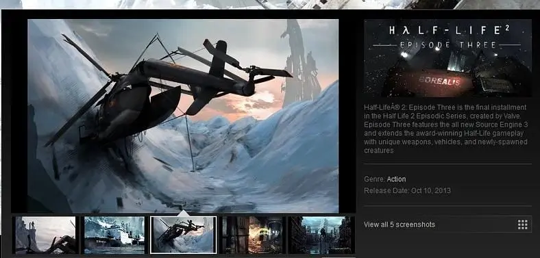 Half-Life 2: Episode 3 appears on Steam Store, no, wait, the Stteam Store
