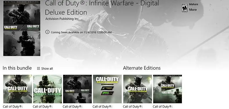The Call of Duty: Infinite Warfare Windows 10 Store Version May Not Play With Steam Users