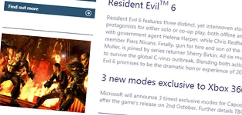 Capcom agree to timed exclusivity for Resident Evil 6 DLC for Xbox 360