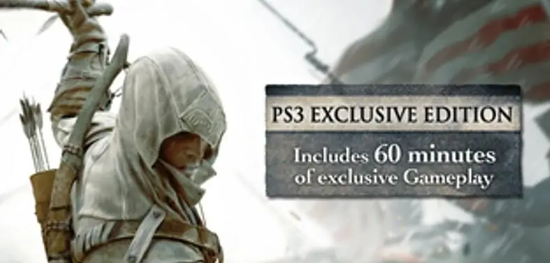 Assassin's Creed III box art reveals PS3 gets "60 minutes of exclusive gameplay"