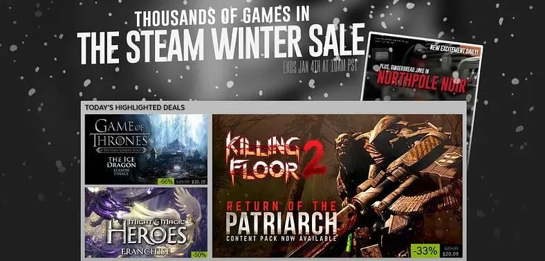 Steam Winter Sale officially begins, continuing through January 4