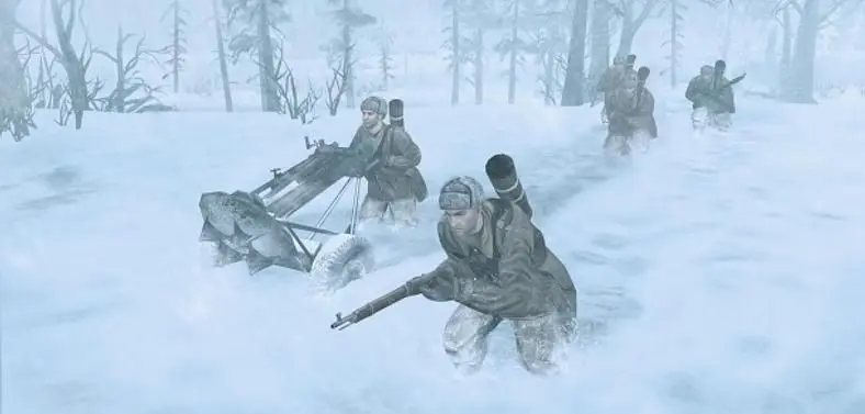 Units will freeze to death in Company of Heroes 2 due to weather system