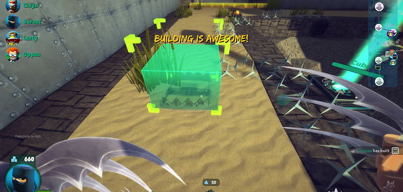 I think "Minecraft meets Team Fortress 2" has an accurate ring to it... 