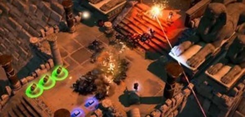 Lara takes a break from gritty survivalism to shoot a giant scarab beetle with a rocket launcher.
