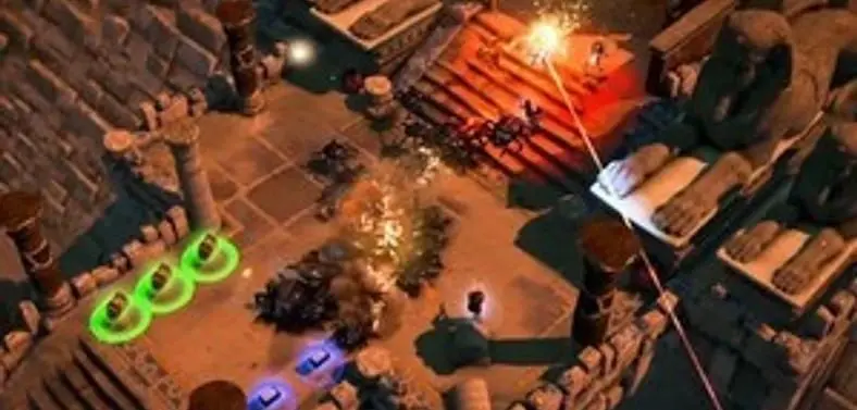 Lara takes a break from gritty survivalism to shoot a giant scarab beetle with a rocket launcher.