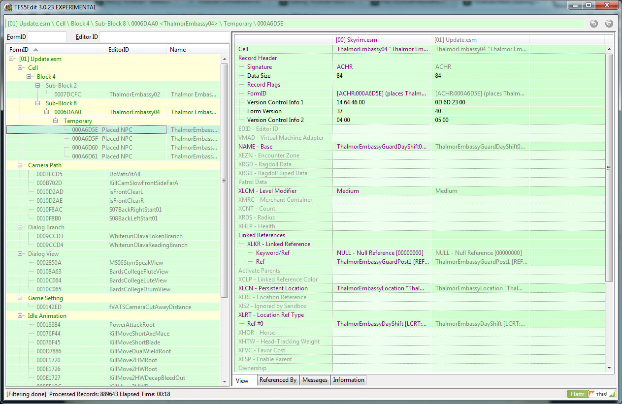 how to use tes5edit making everything green